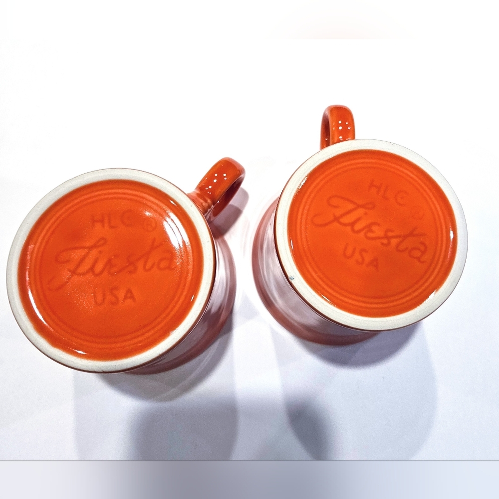New a Set of Fiesta Coffee Tea Mugs Poppy Tangerine - Picture 4 of 4